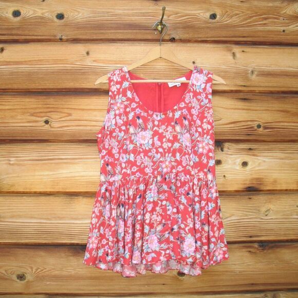 Red Love Birds Print Top M - Picture 3 of 10